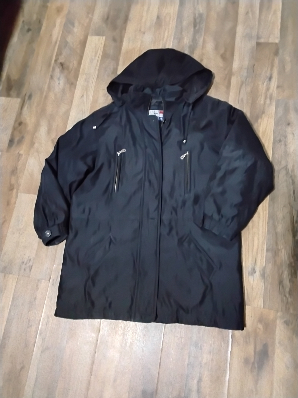 Larry Levine Black Hooded Puffer Coat
